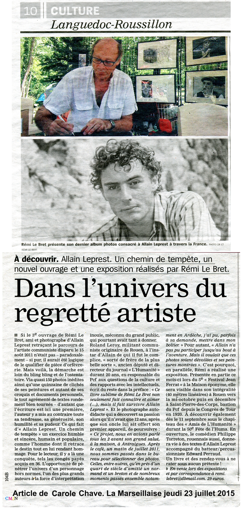Presse La Marseillaise 23-7-15 